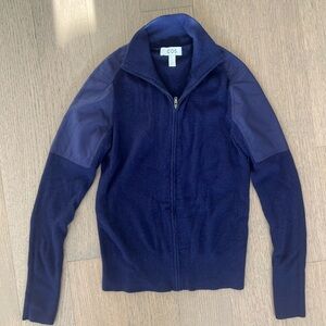 COS Contrast-Panel 100% Wool Knitted ZipUp Cardigan/Jacket